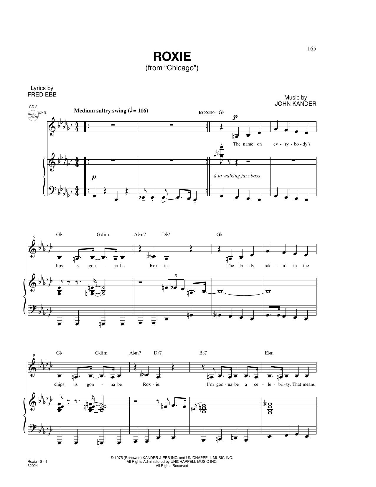 Kander & Ebb Roxie (from Chicago) sheet music notes and chords arranged for Piano & Vocal