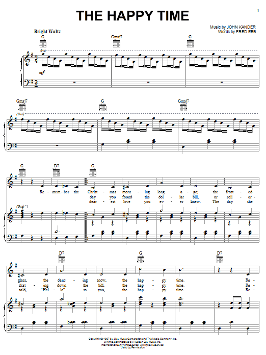 Kander & Ebb The Happy Time (from The Happy Time) sheet music notes and chords arranged for Piano, Vocal & Guitar Chords (Right-Hand Melody)