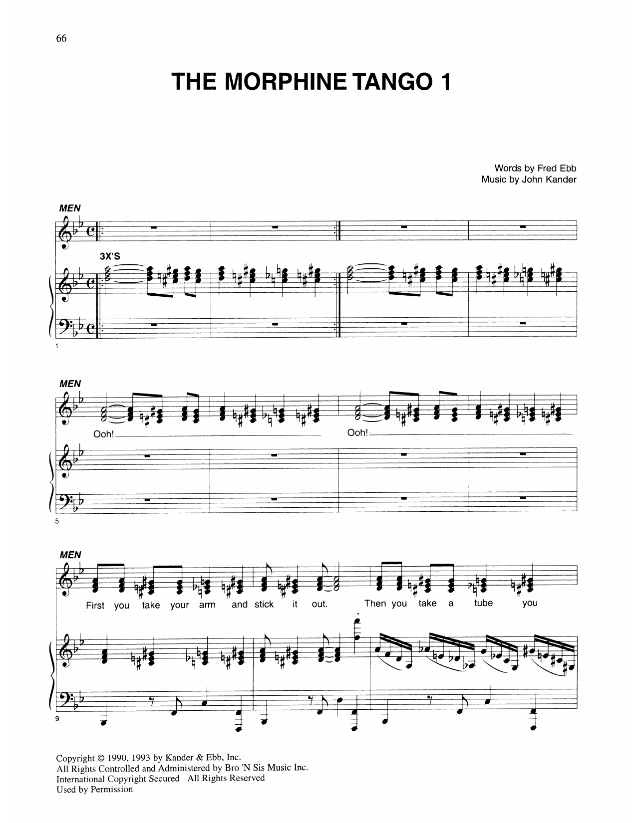 Kander & Ebb The Morphine Tango 1 (from Kiss Of The Spider Woman) sheet music notes and chords arranged for Piano & Vocal