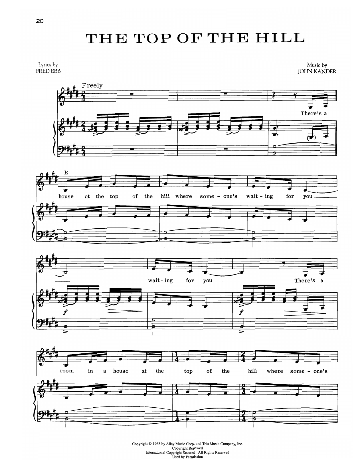 Kander & Ebb The Top Of The Hill (from Zorba) sheet music notes and chords arranged for Piano & Vocal
