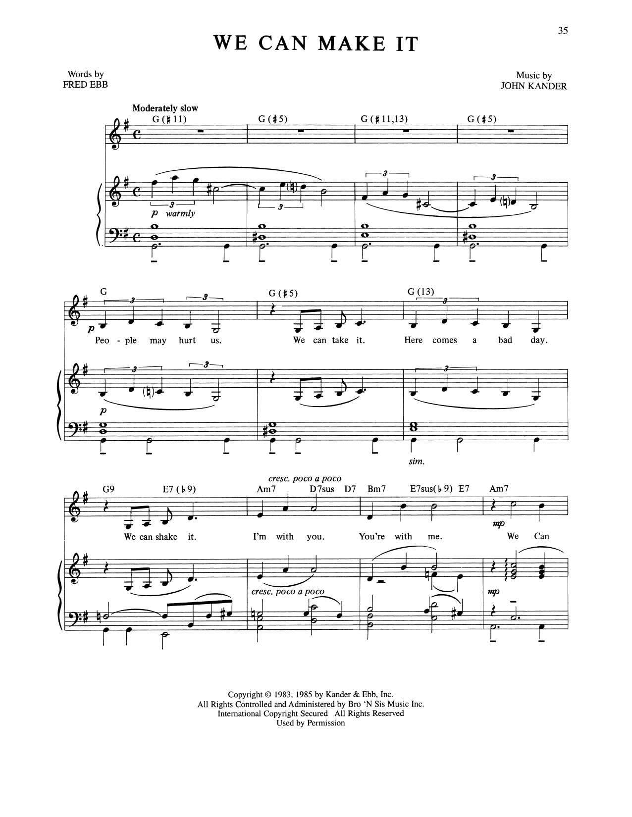 Kander & Ebb We Can Make It (from The Rink) sheet music notes and chords arranged for Piano, Vocal & Guitar Chords (Right-Hand Melody)