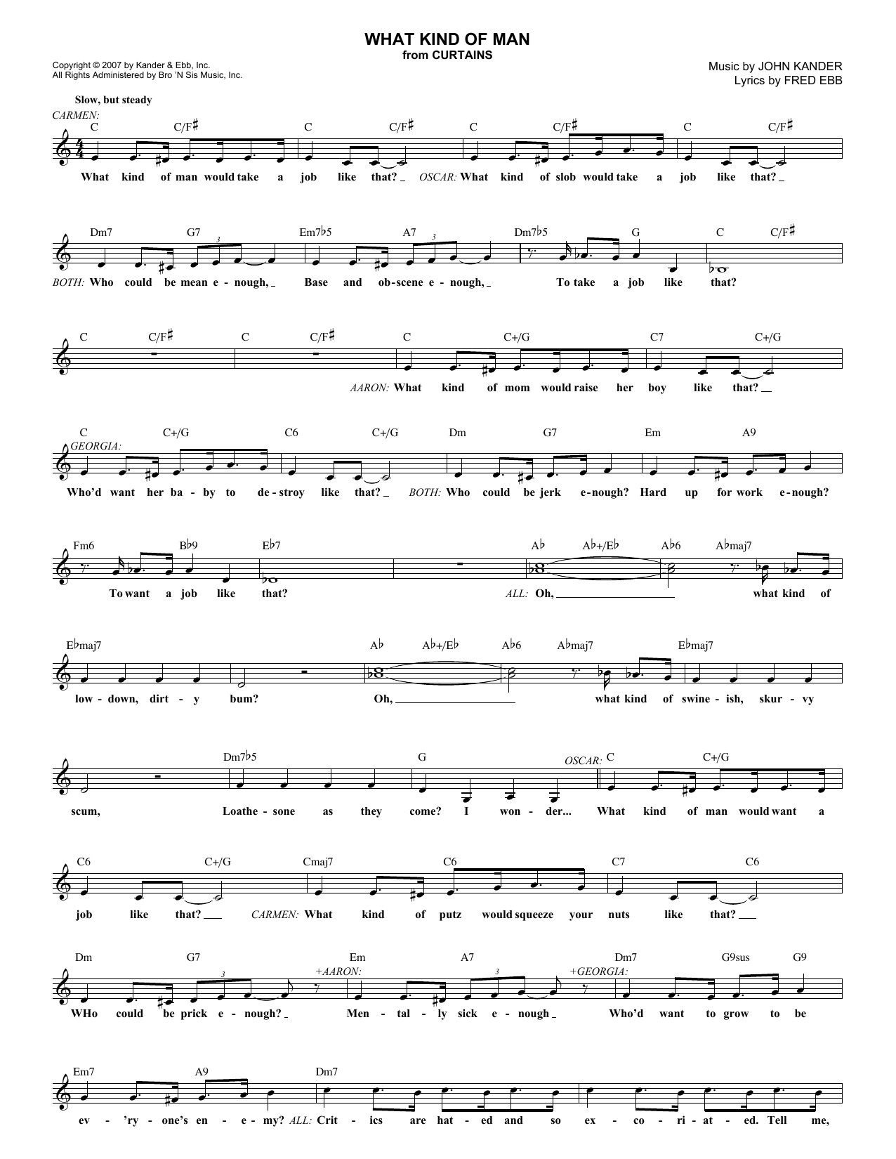 Kander & Ebb What Kind Of Man sheet music notes and chords arranged for Lead Sheet / Fake Book