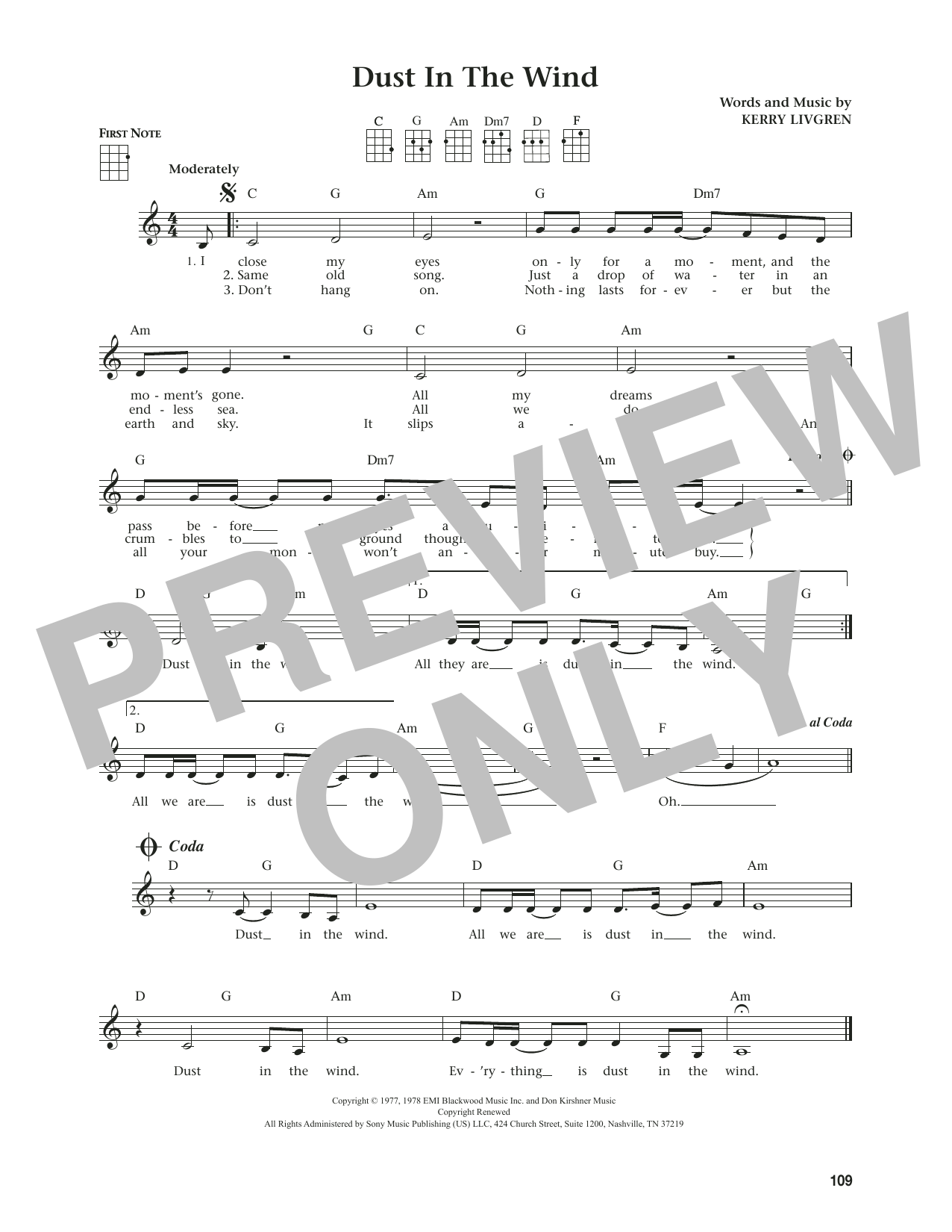 Kansas Dust In The Wind (from The Daily Ukulele) (arr. Jim Beloff) sheet music notes and chords arranged for Ukulele