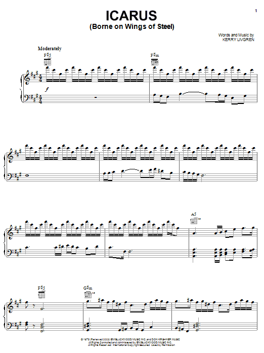 Kansas Icarus (Borne On Wings Of Steel) sheet music notes and chords arranged for Guitar Tab