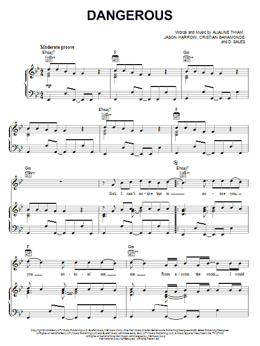 Kardinal Offishall featuring Akon Dangerous sheet music notes and chords arranged for Piano, Vocal & Guitar Chords (Right-Hand Melody)