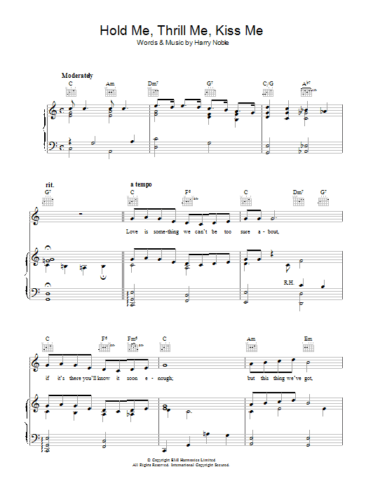 Karen Chandler Hold Me, Thrill Me, Kiss Me sheet music notes and chords arranged for Piano, Vocal & Guitar Chords