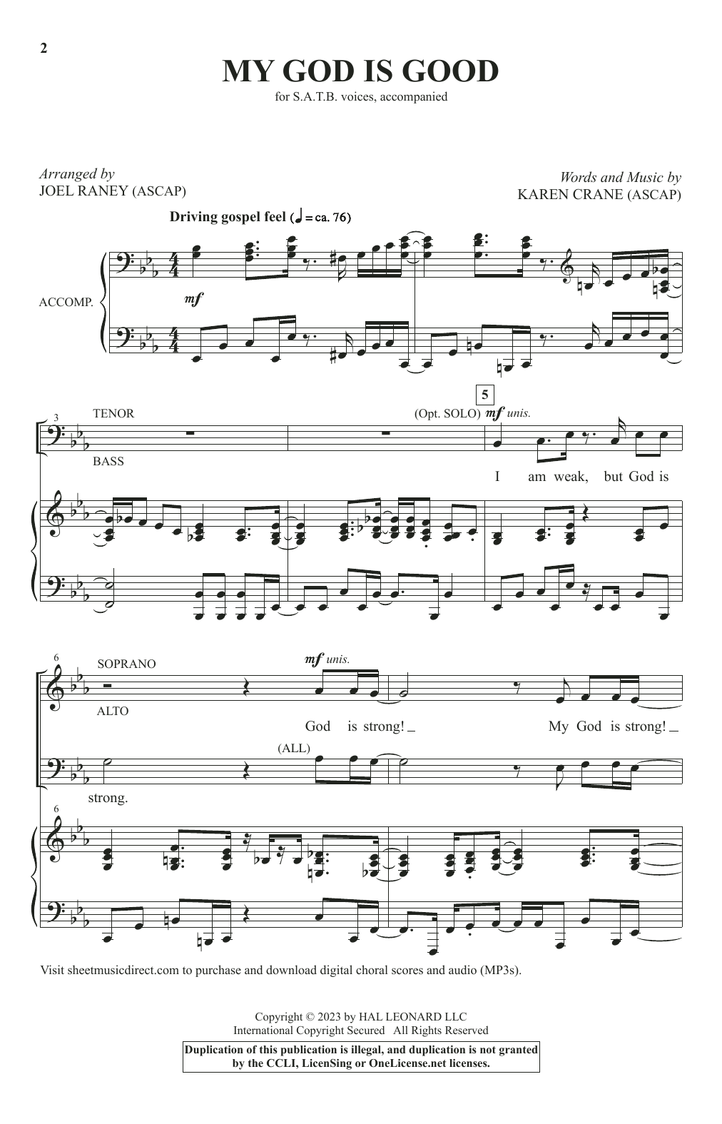 Karen Crane My God Is Good (arr. Joel Raney) sheet music notes and chords arranged for SATB Choir