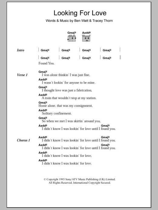 Karen Ramirez Looking For Love sheet music notes and chords arranged for Guitar Chords/Lyrics