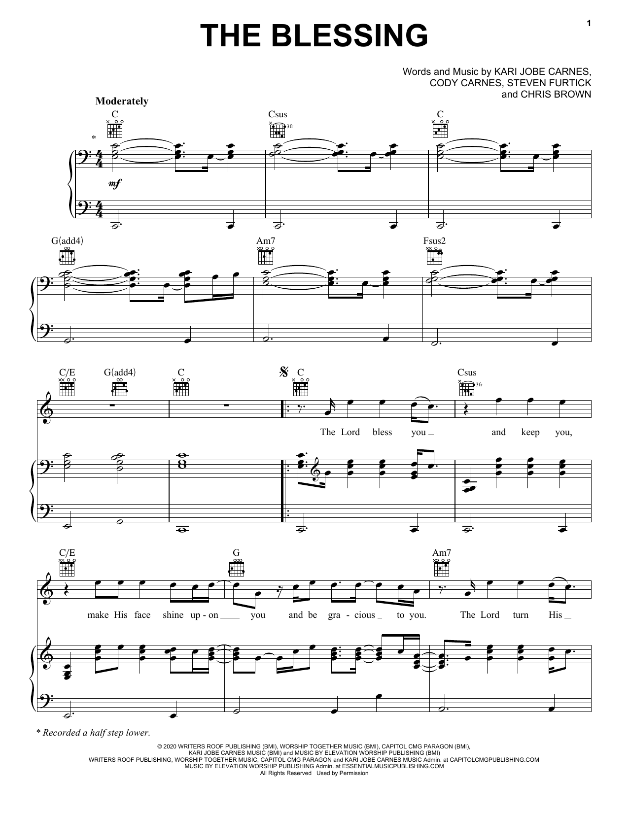 Kari Jobe, Cody Carnes & Elevation Worship The Blessing sheet music notes and chords arranged for Instrumental Solo – Bass Clef