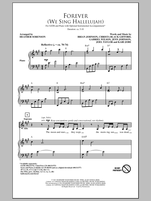 Kari Jobe Forever (We Sing Hallelujah) (arr. Heather Sorenson) sheet music notes and chords arranged for SATB Choir
