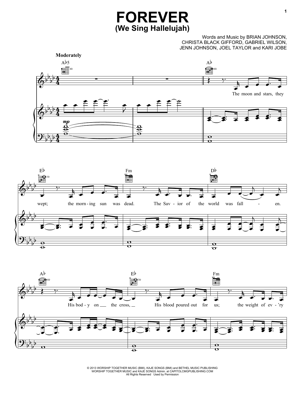 Kari Jobe Forever (We Sing Hallelujah) sheet music notes and chords arranged for Piano, Vocal & Guitar Chords (Right-Hand Melody)