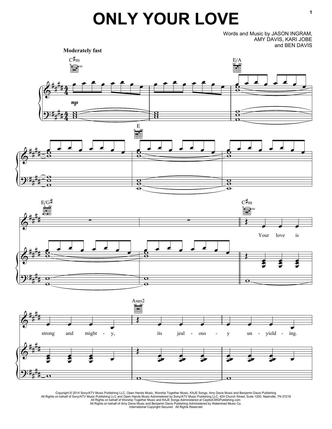 Kari Jobe Only Your Love sheet music notes and chords arranged for Piano, Vocal & Guitar Chords (Right-Hand Melody)