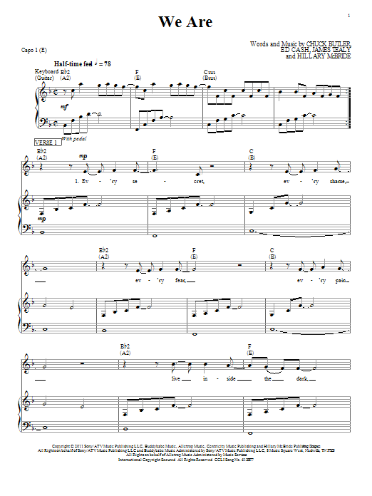 Kari Jobe We Are sheet music notes and chords arranged for Piano, Vocal & Guitar Chords (Right-Hand Melody)