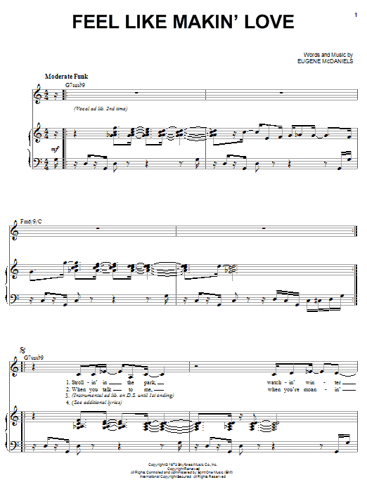 Karrin Allyson Feel Like Makin' Love sheet music notes and chords arranged for Piano, Vocal & Guitar Chords (Right-Hand Melody)