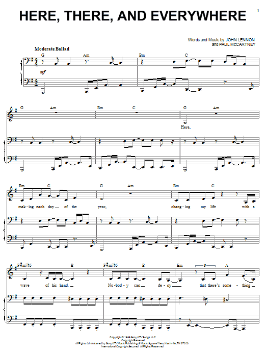 Karrin Allyson Here, There And Everywhere sheet music notes and chords arranged for Piano, Vocal & Guitar Chords (Right-Hand Melody)
