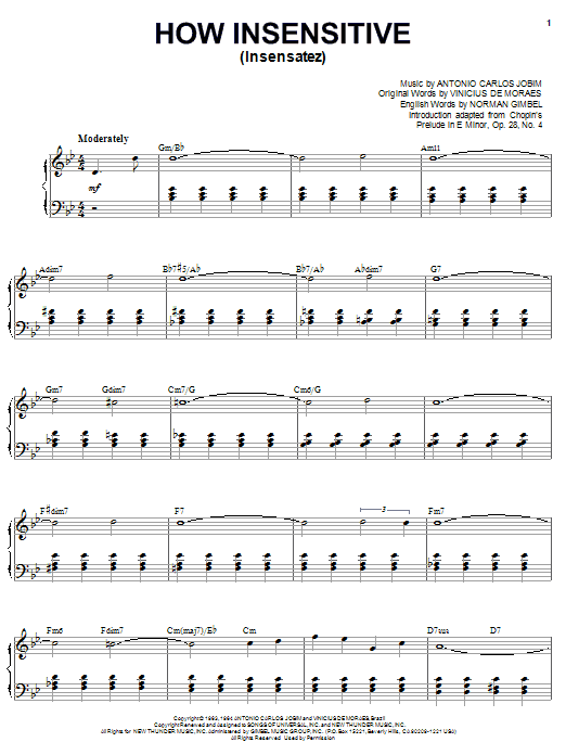 Karrin Allyson How Insensitive (Insensatez) sheet music notes and chords arranged for Piano, Vocal & Guitar Chords (Right-Hand Melody)