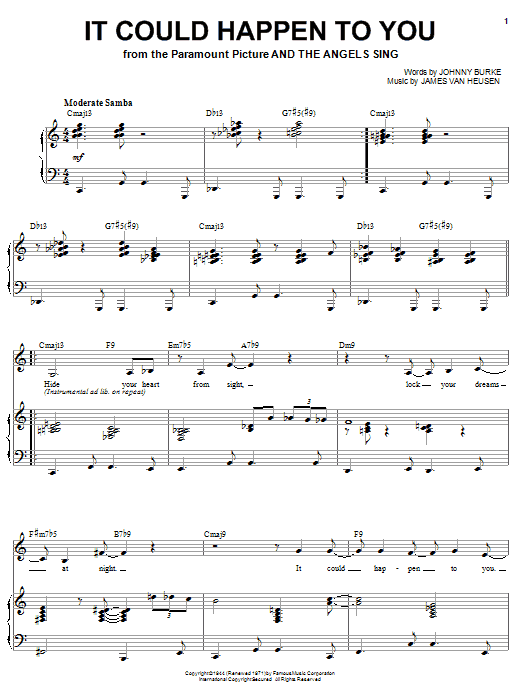 Karrin Allyson It Could Happen To You sheet music notes and chords arranged for Piano, Vocal & Guitar Chords (Right-Hand Melody)