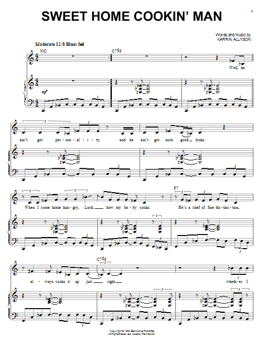 Karrin Allyson Sweet Home Cookin' Man sheet music notes and chords arranged for Piano & Vocal