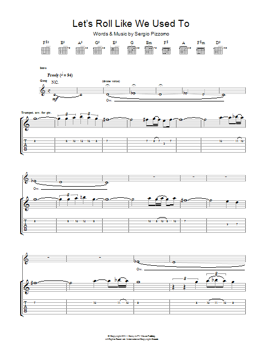 Kasabian Let's Roll Just Like We Used To sheet music notes and chords arranged for Guitar Tab