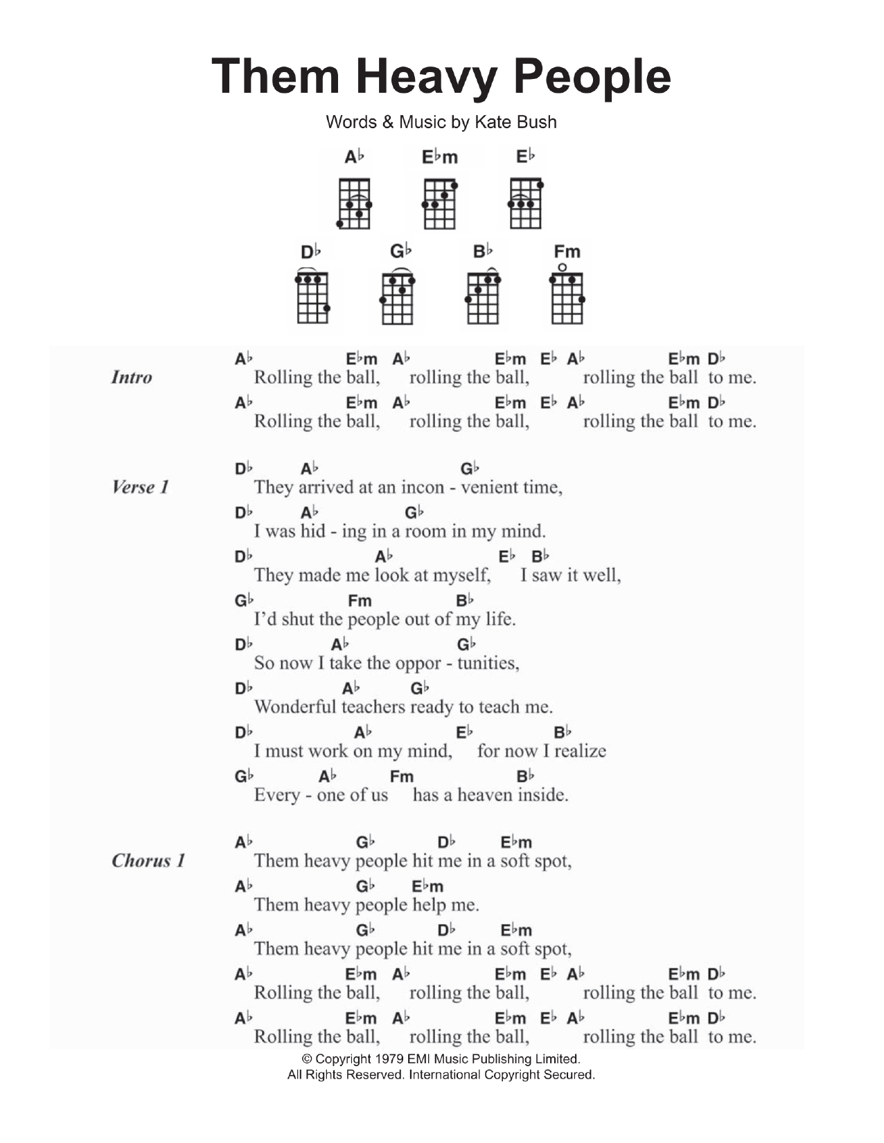 Kate Bush Them Heavy People sheet music notes and chords arranged for Guitar Chords/Lyrics