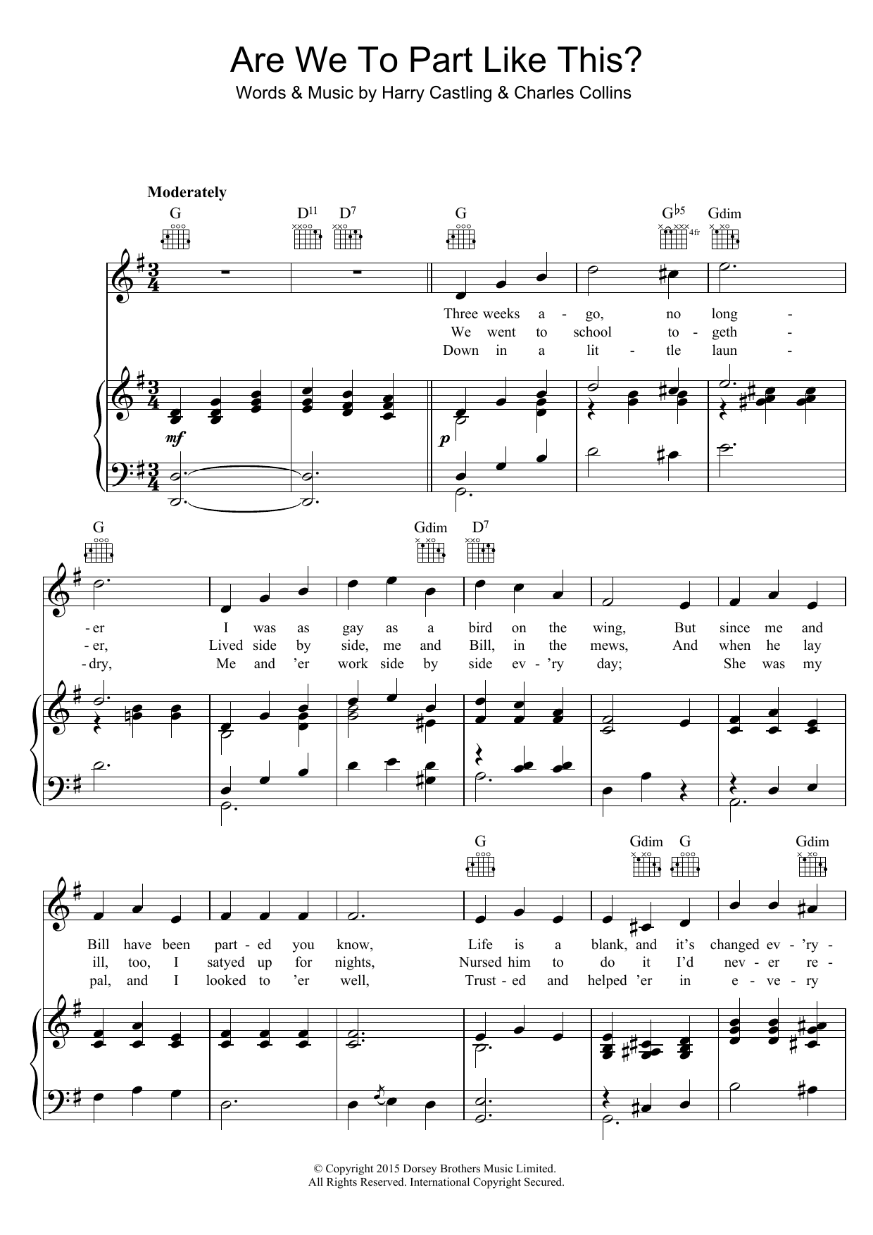 Kate Carney Are We To Part Like This? sheet music notes and chords arranged for Piano, Vocal & Guitar Chords