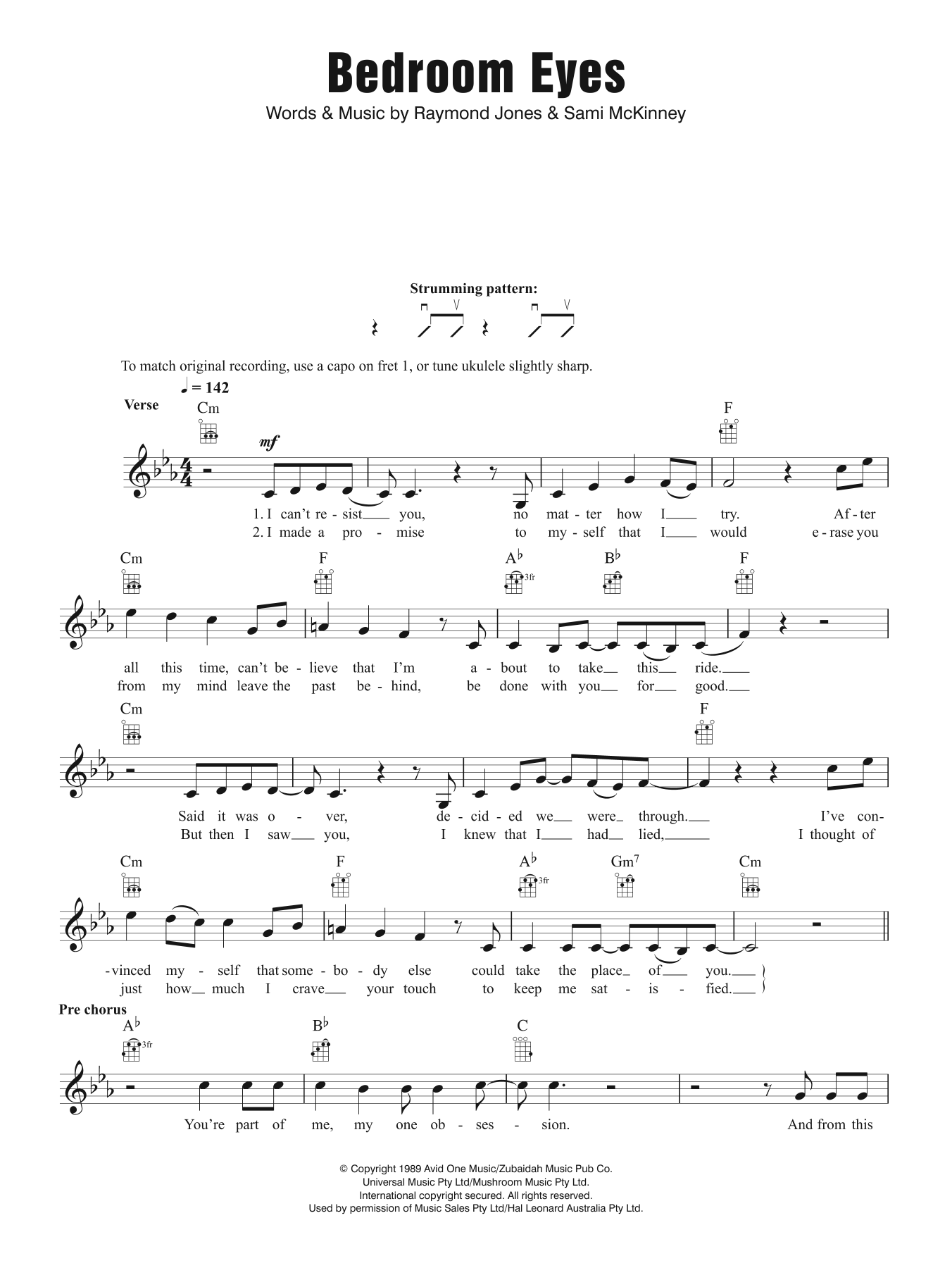 Kate Ceberano Bedroom Eyes sheet music notes and chords arranged for Easy Piano