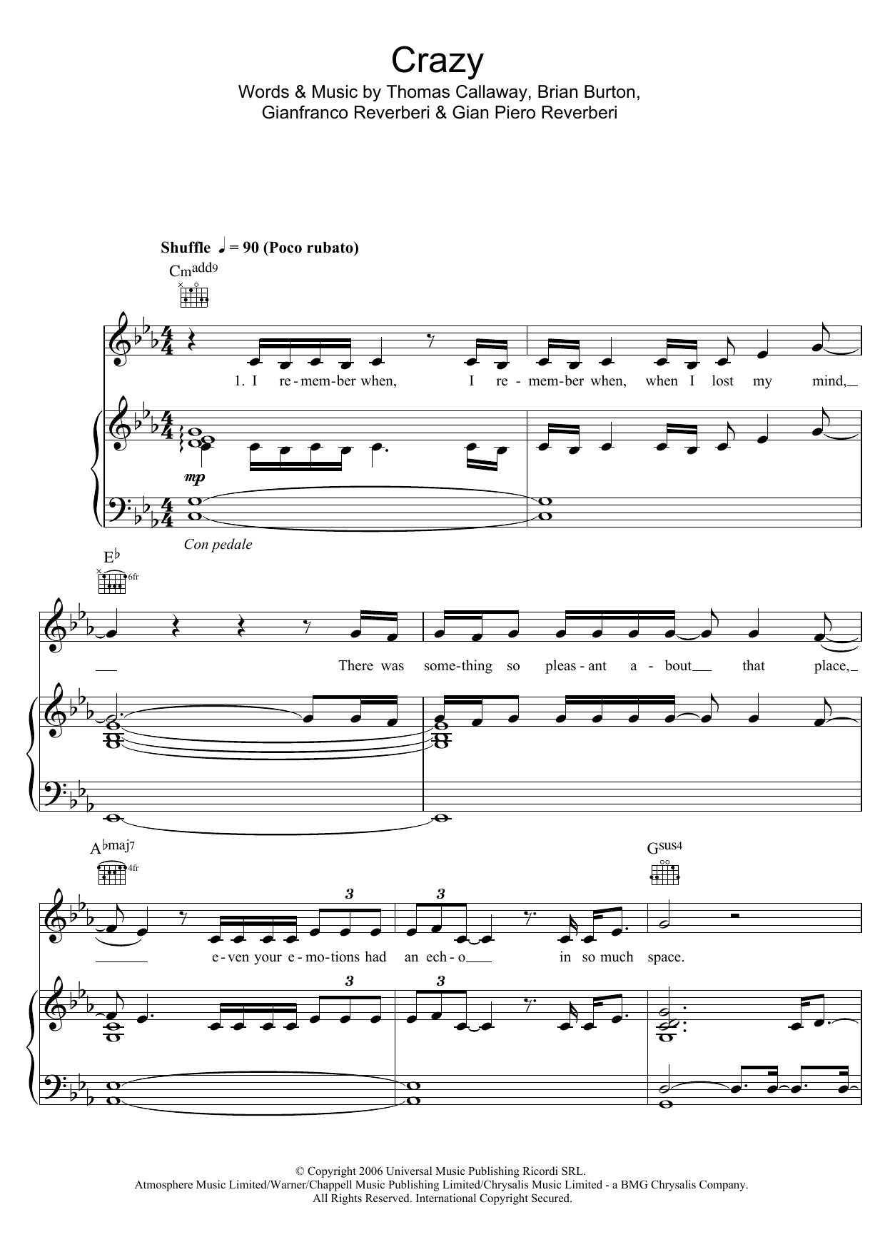 Kate Noonan Crazy sheet music notes and chords arranged for Easy Piano