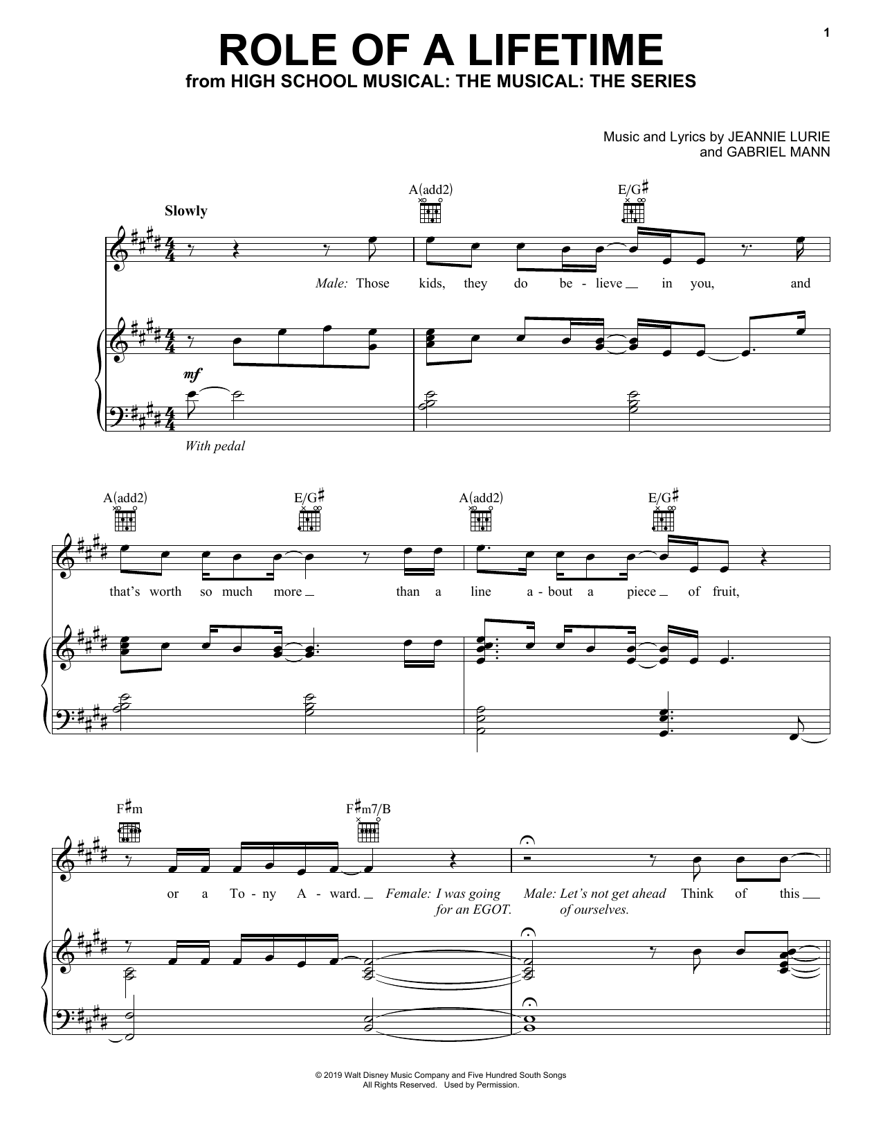 Kate Reinders & Lucas Grabeel Role Of A Lifetime (from High School Musical: The Musical: The Series) sheet music notes and chords arranged for Piano, Vocal & Guitar Chords (Right-Hand Melody)