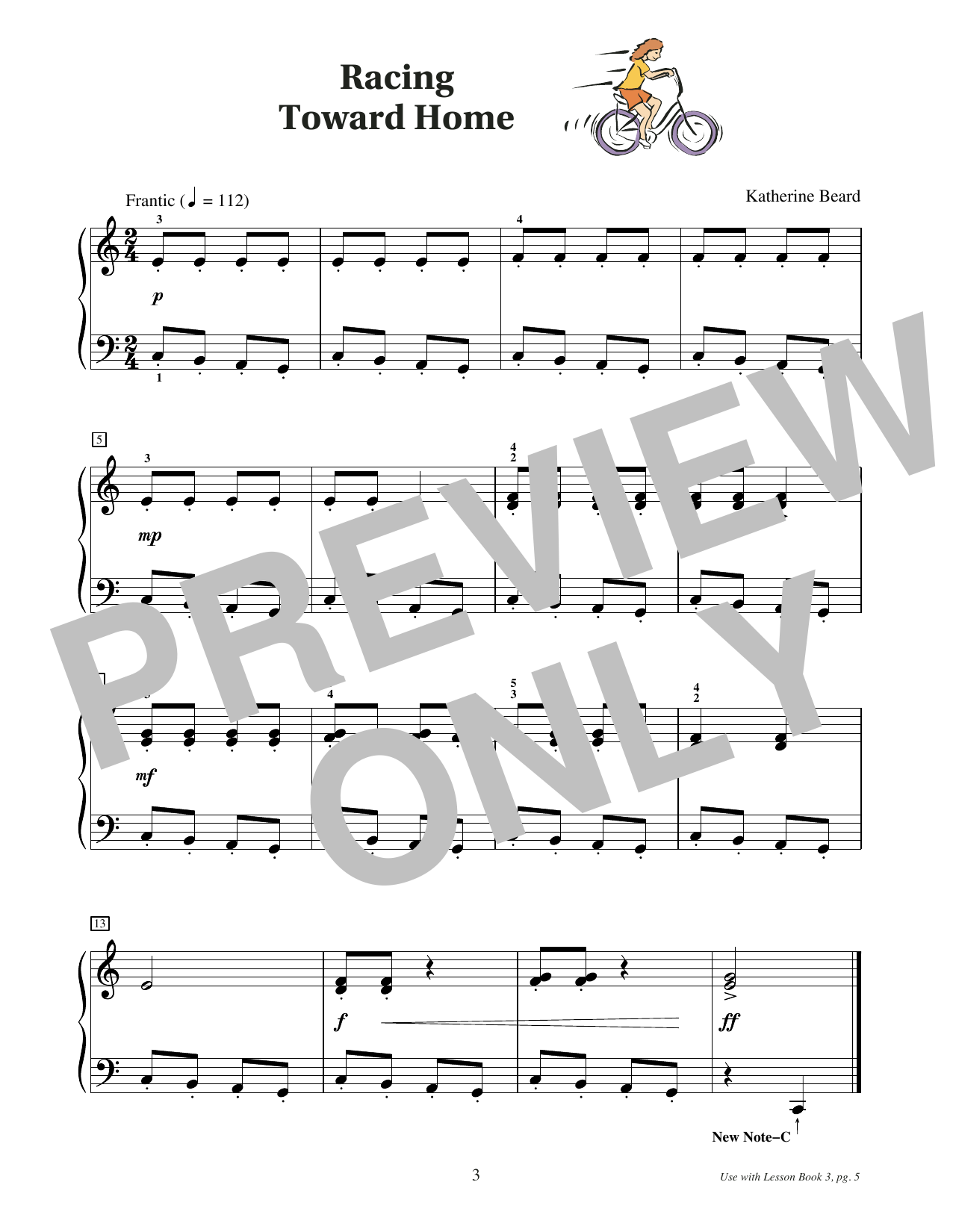 Katherine Beard Racing Toward Home sheet music notes and chords arranged for Educational Piano