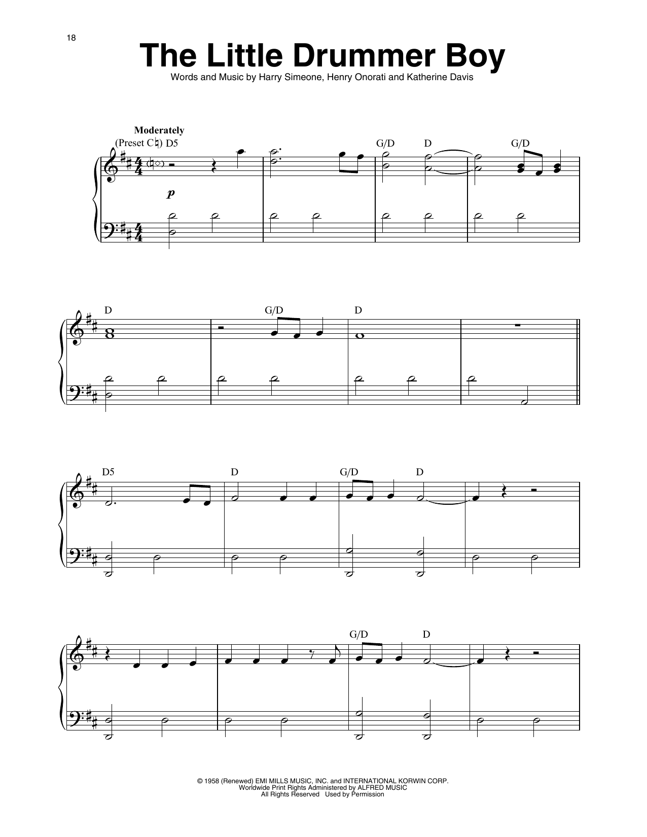 Katherine Davis The Little Drummer Boy (arr. Maeve Gilchrist) sheet music notes and chords arranged for Harp