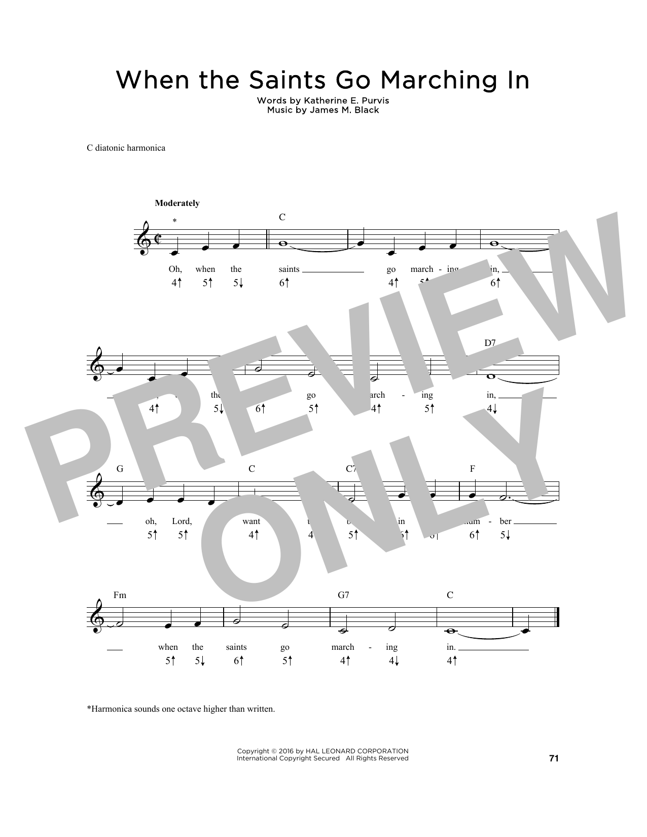 Katherine E. Purvis When The Saints Go Marching In sheet music notes and chords arranged for UkeBuddy