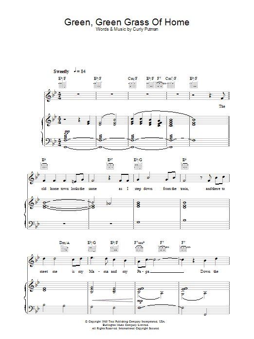 Katherine Jenkins Green, Green Grass Of Home sheet music notes and chords arranged for Piano, Vocal & Guitar Chords