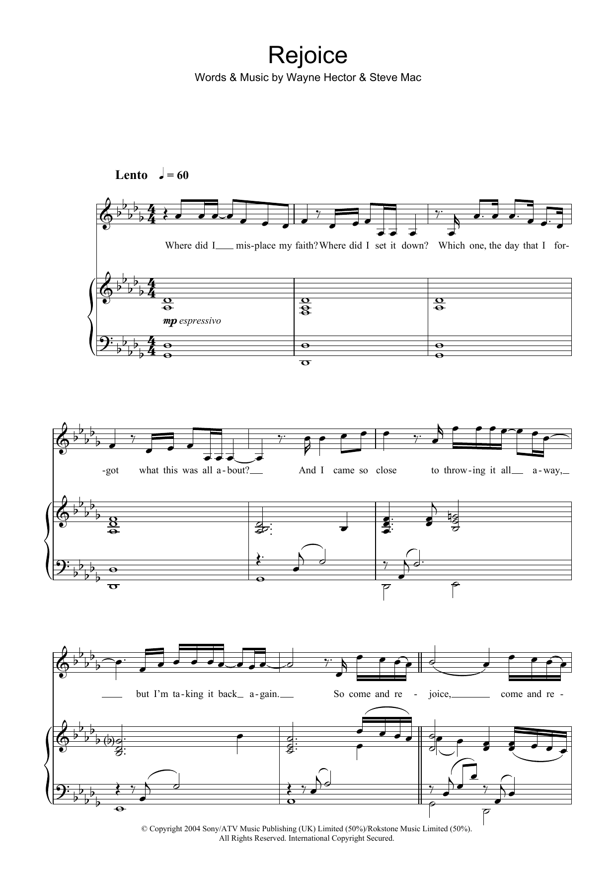 Katherine Jenkins Rejoice sheet music notes and chords arranged for Guitar Tab