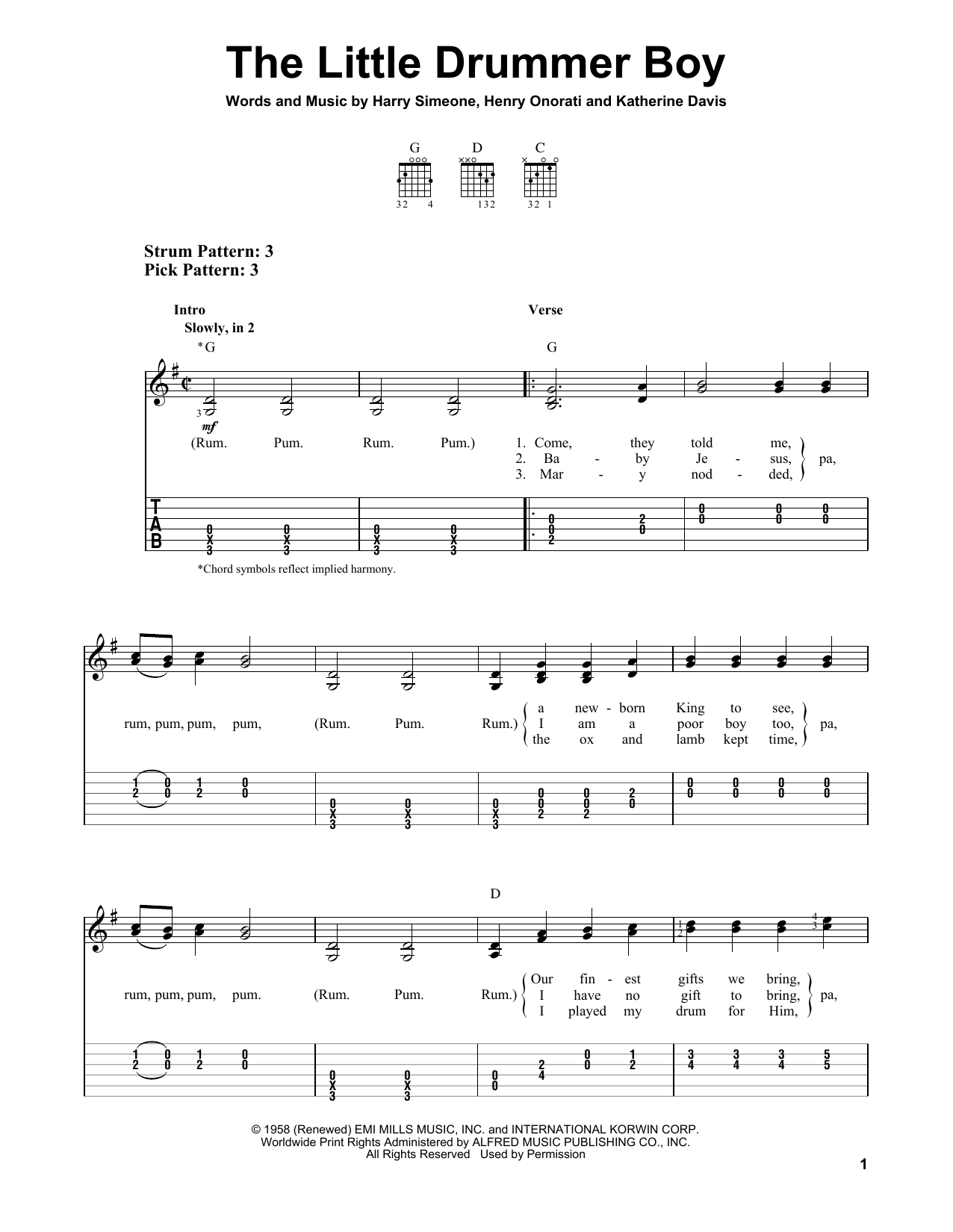 Katherine Davis The Little Drummer Boy sheet music notes and chords. Download Printable PDF.