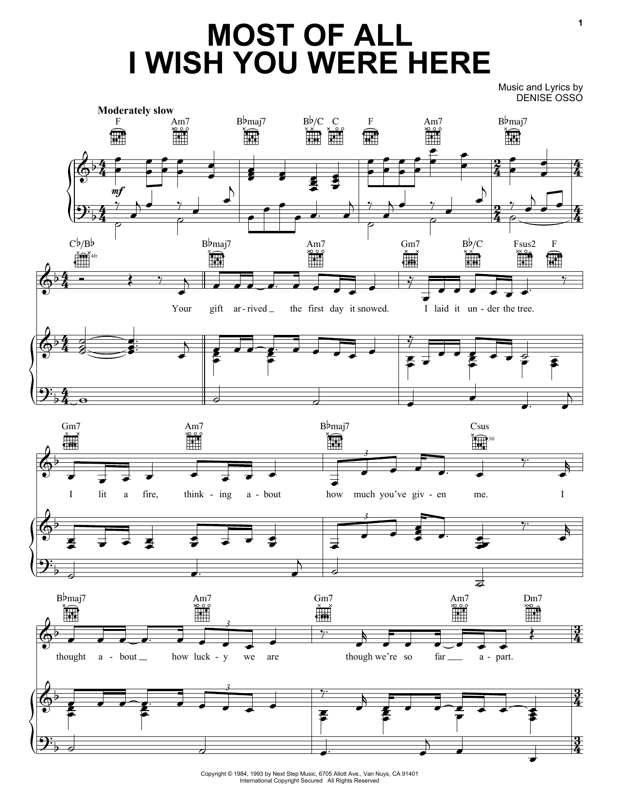 Kathie Lee Gifford Most Of All I Wish You Were Here sheet music notes and chords arranged for Ukulele