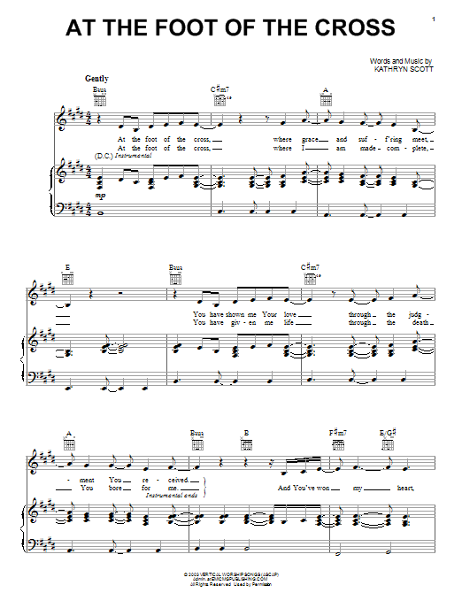Kathryn Scott At The Foot Of The Cross sheet music notes and chords arranged for Piano, Vocal & Guitar Chords (Right-Hand Melody)