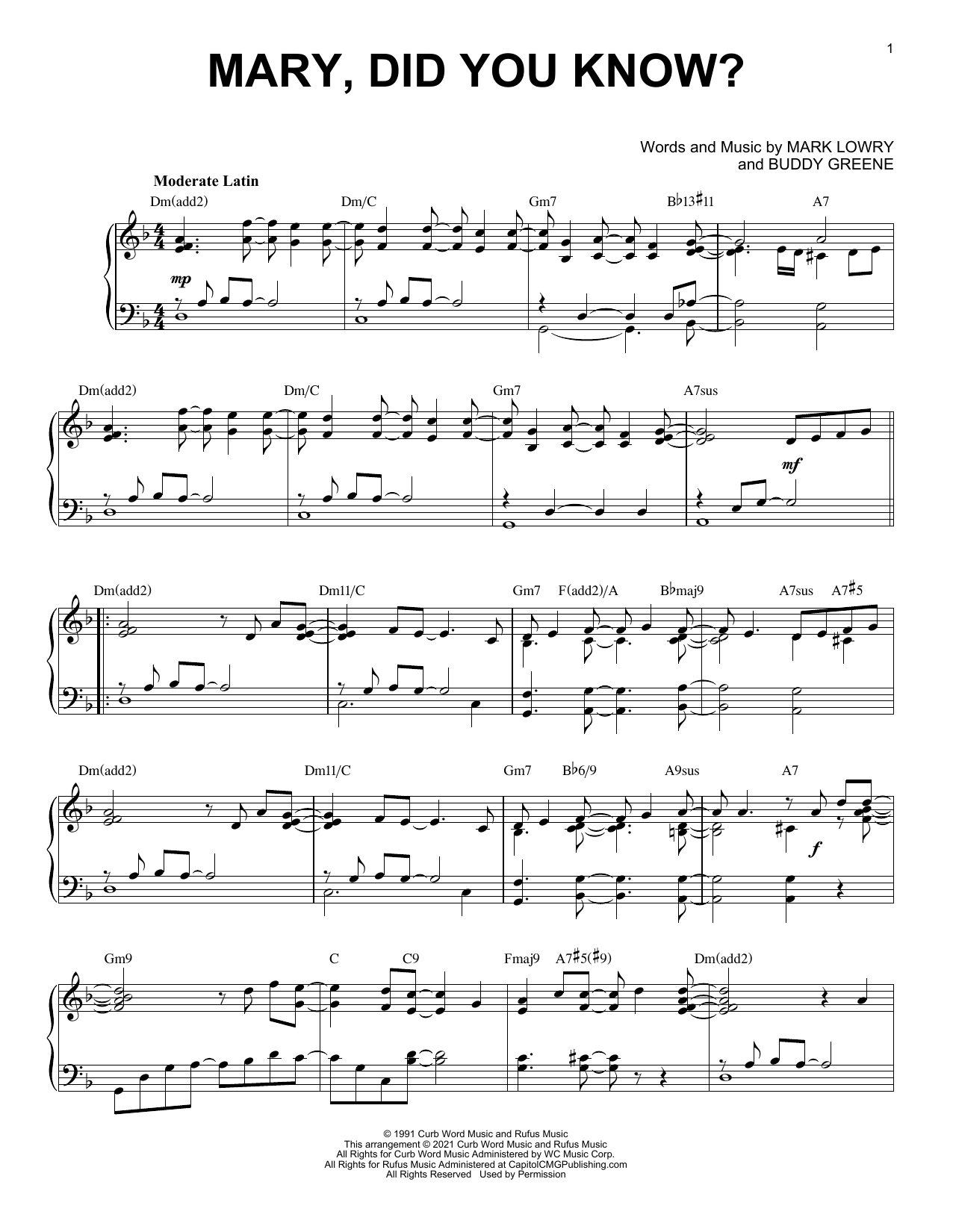 Kathy Mattea Mary, Did You Know? [Jazz version] (arr. Brent Edstrom) sheet music notes and chords arranged for Piano Solo