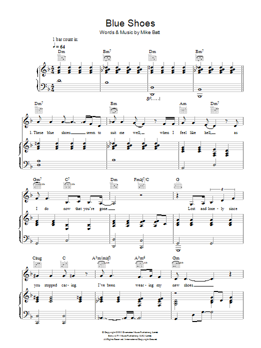 Katie Melua Blue Shoes sheet music notes and chords arranged for Piano, Vocal & Guitar Chords