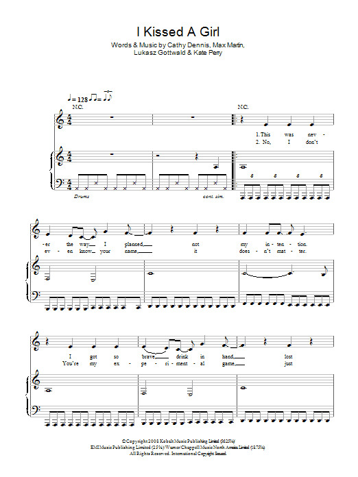 Katy Perry I Kissed A Girl sheet music notes and chords arranged for Clarinet Solo