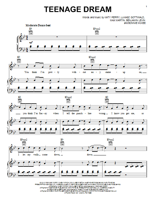 Katy Perry Teenage Dream sheet music notes and chords arranged for Violin Solo