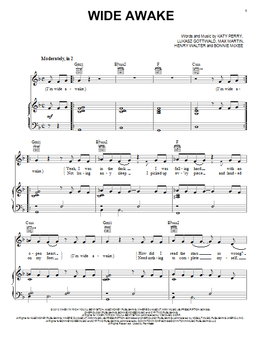 Katy Perry Wide Awake sheet music notes and chords arranged for Easy Guitar