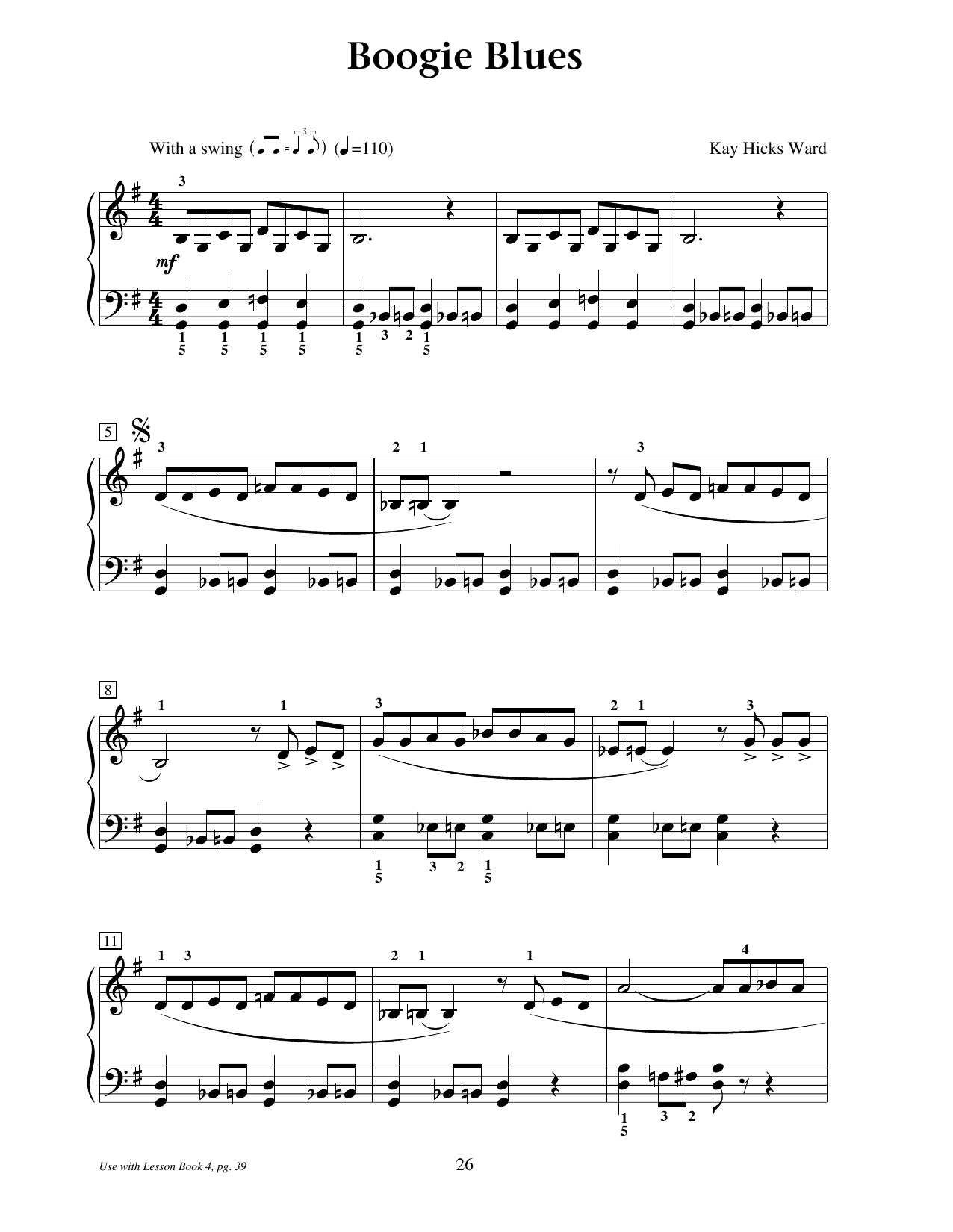 Kay Hicks Ward Boogie Blues sheet music notes and chords arranged for Educational Piano