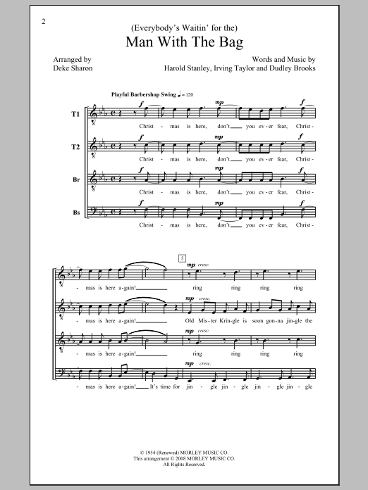 Kay Starr (Everybody's Waitin' For) The Man With The Bag (arr. Deke Sharon) sheet music notes and chords arranged for TTBB Choir