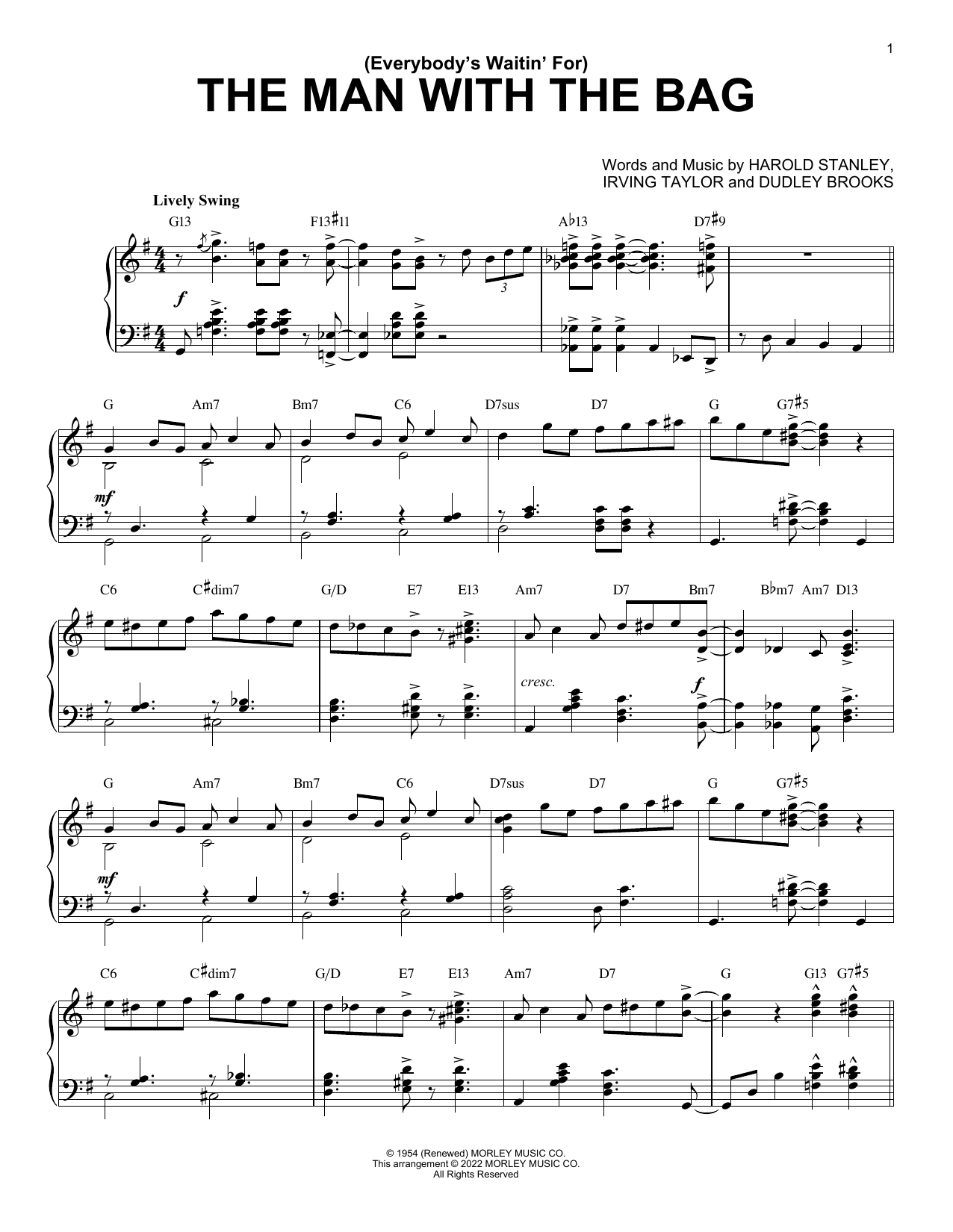 Kay Starr (Everybody's Waitin' For) The Man With The Bag [Jazz version] (arr. Brent Edstrom) sheet music notes and chords arranged for Piano Solo