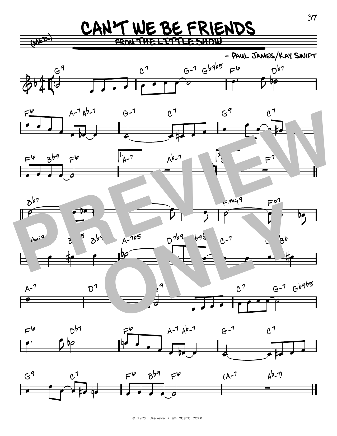 Kay Swift Can't We Be Friends sheet music notes and chords arranged for Real Book – Melody & Chords