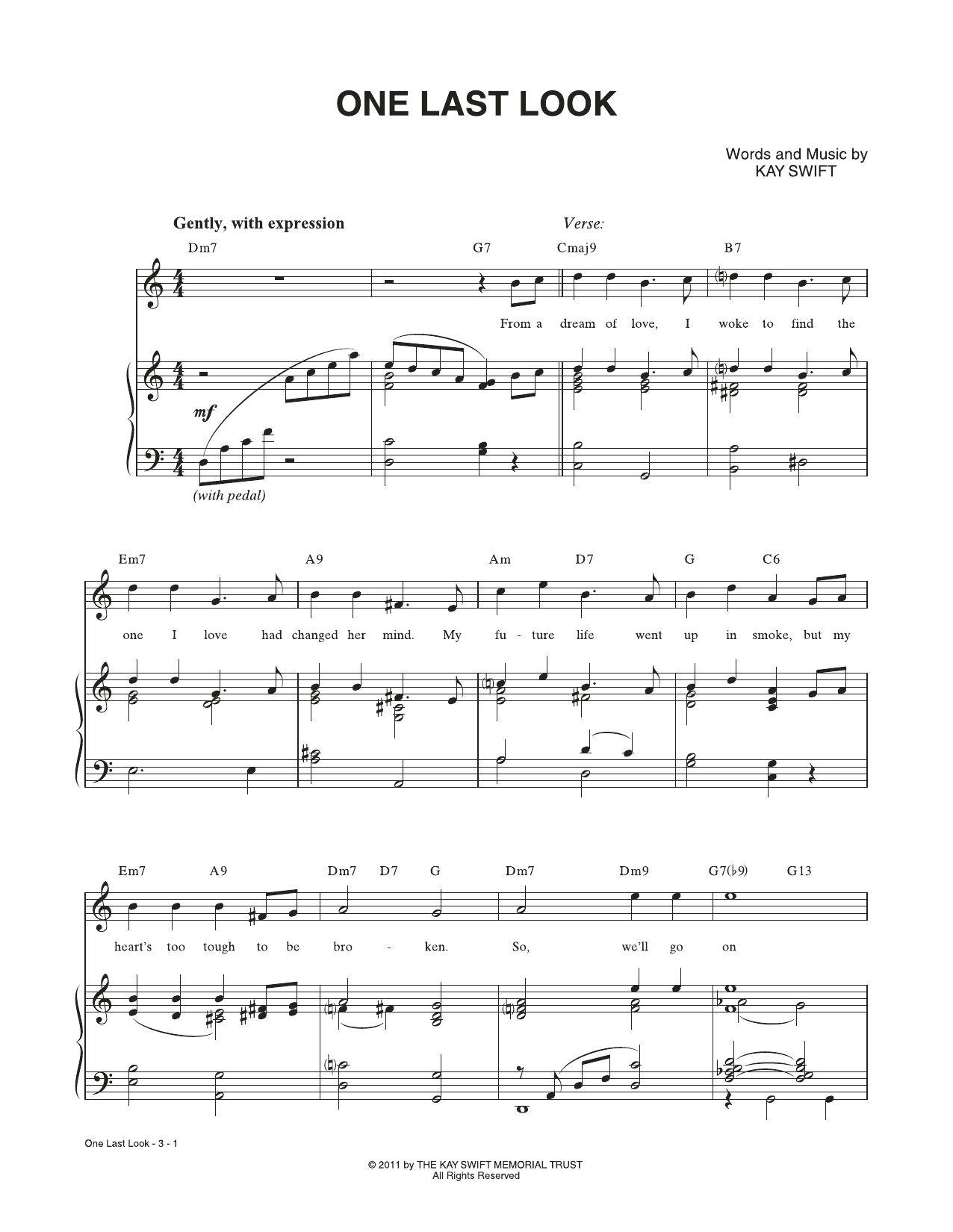 Kay Swift One Last Look sheet music notes and chords arranged for Piano & Vocal