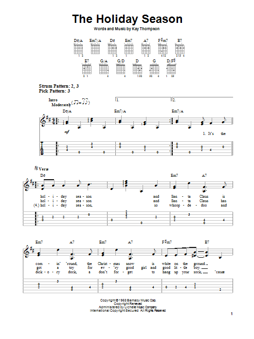 Kay Thompson The Holiday Season sheet music notes and chords arranged for Easy Guitar Tab