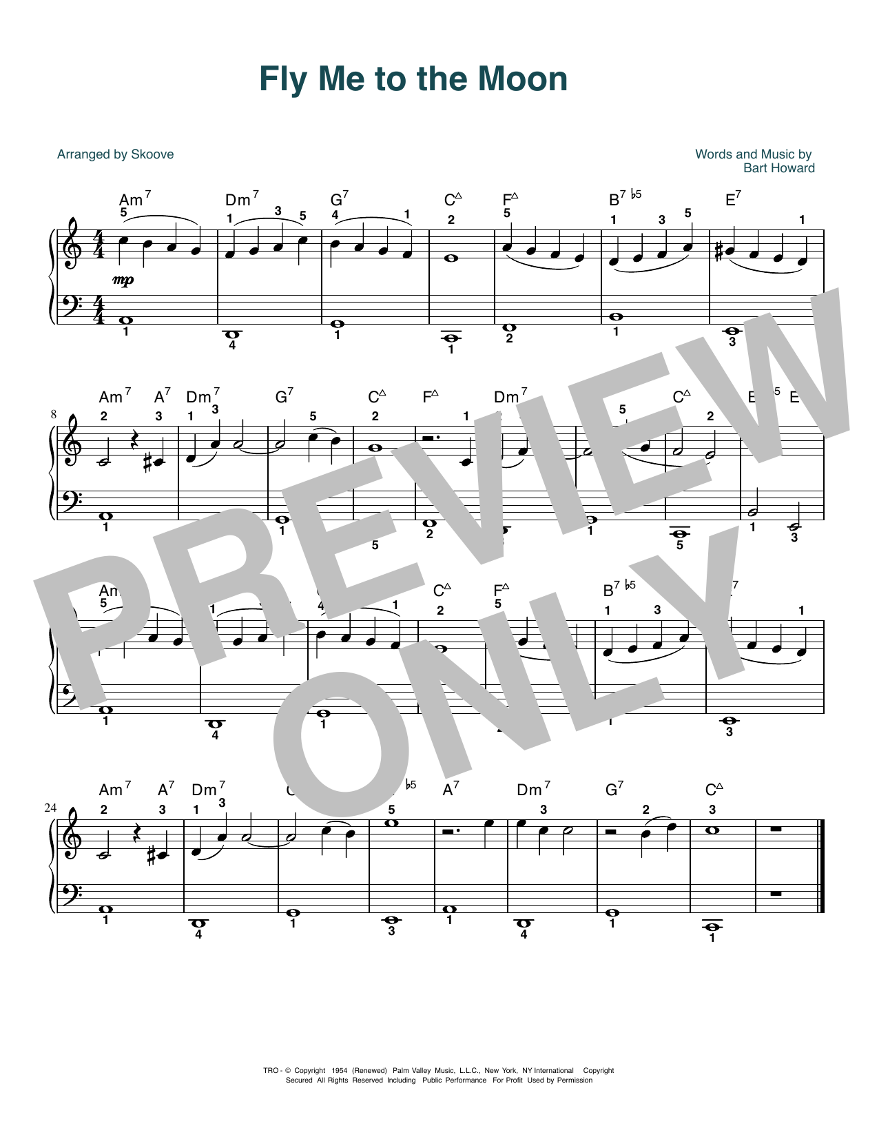 Kaye Ballard Fly Me To The Moon (In Other Words) (arr. Skoove) sheet music notes and chords arranged for Beginner Piano (Abridged)