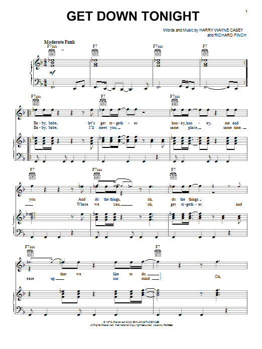 KC & The Sunshine Band Get Down Tonight sheet music notes and chords arranged for Guitar Tab