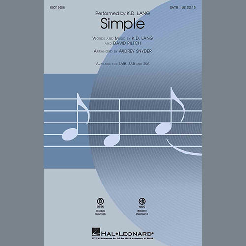 Easily Download k.d. lang Printable PDF piano music notes, guitar tabs for  SATB Choir. Transpose or transcribe this score in no time - Learn how to play song progression.